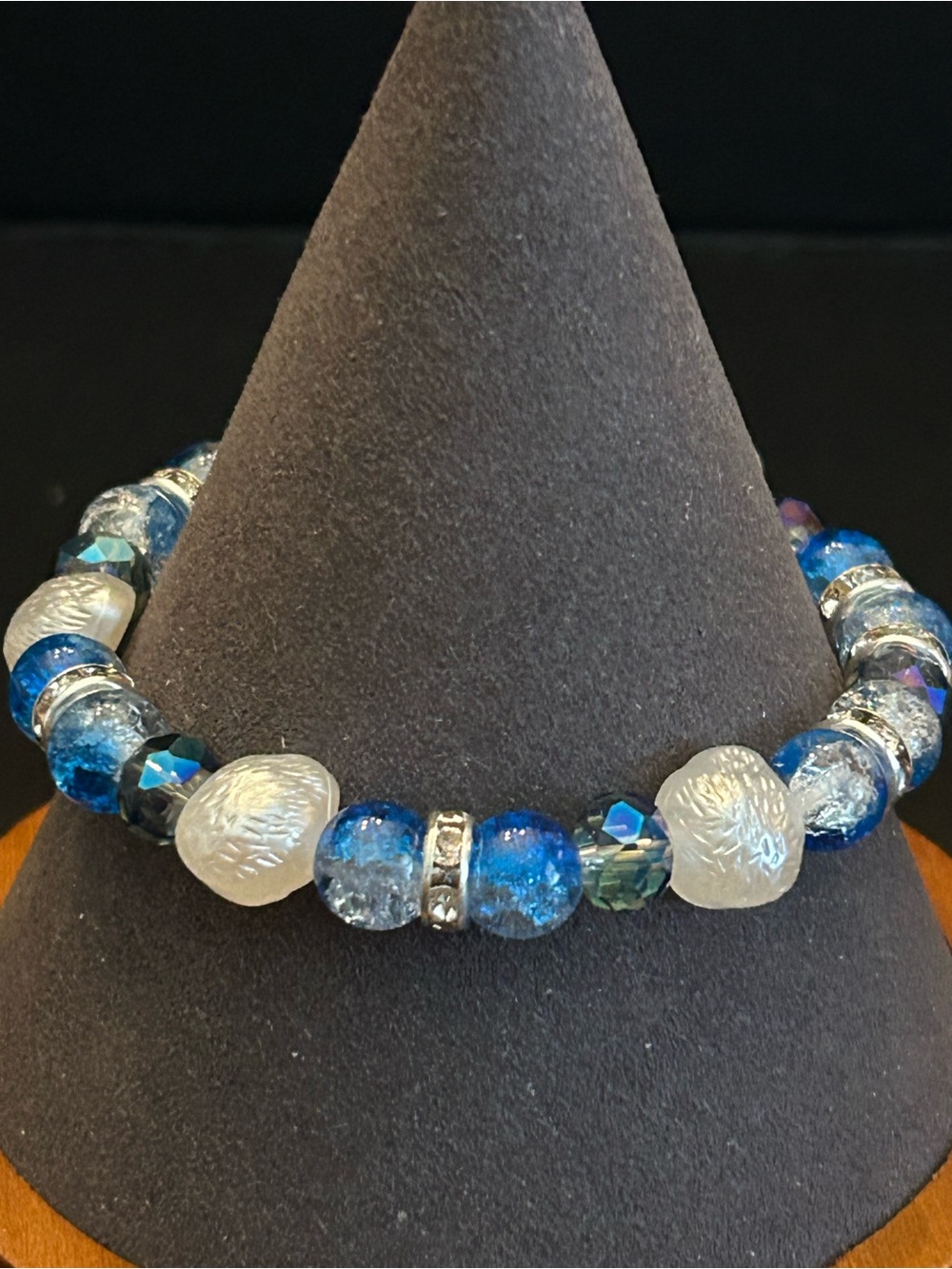 BUY 1 GET 1 FREE Ellas Blue and White Sparkle Beaded Stretch Bracelet